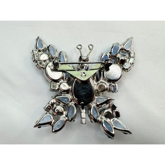 Juliana Style Blue AB Rhinestone Layered Butterfly Brooch D&E - Picture 5 of 9